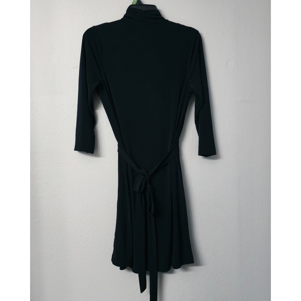 Charming Charlie Black Surplice V-Neck Fit and Flare Dress 3/4 Sleeve Small - Picture 4 of 7